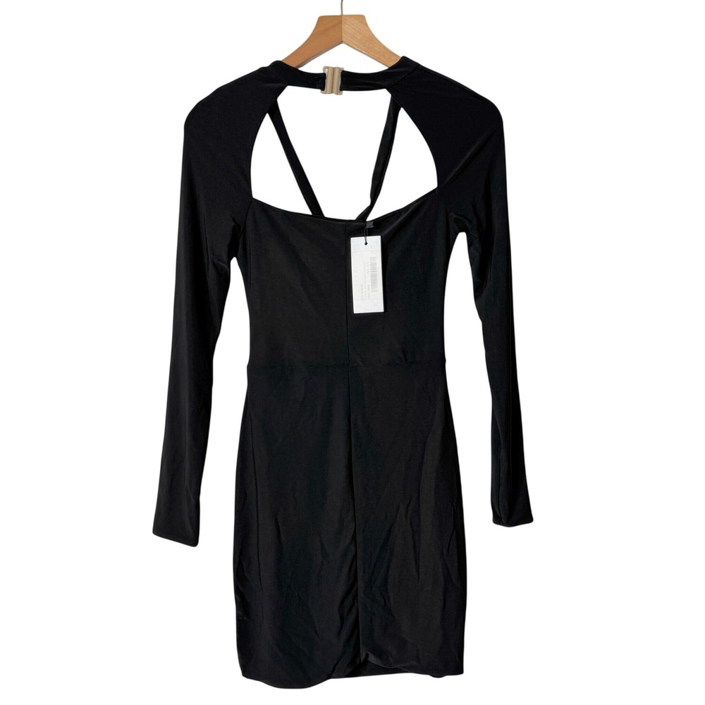 Club L London Good For You Black Cut Out Long Sleeve Mini Dress Womens US 4 NEW